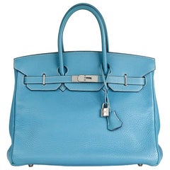 2002 Hermes Blue Jean Fjord Leather Birkin 35cm