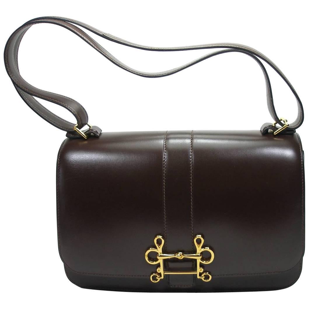 Absoluty Collectible Hermés Vintage Brown Box Calf Sologne 23 cm Shoulder Bag 