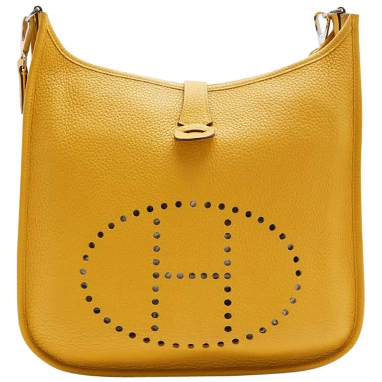 HERMES 'Evelyn II' Bag in Yellow Togo Grained Leather