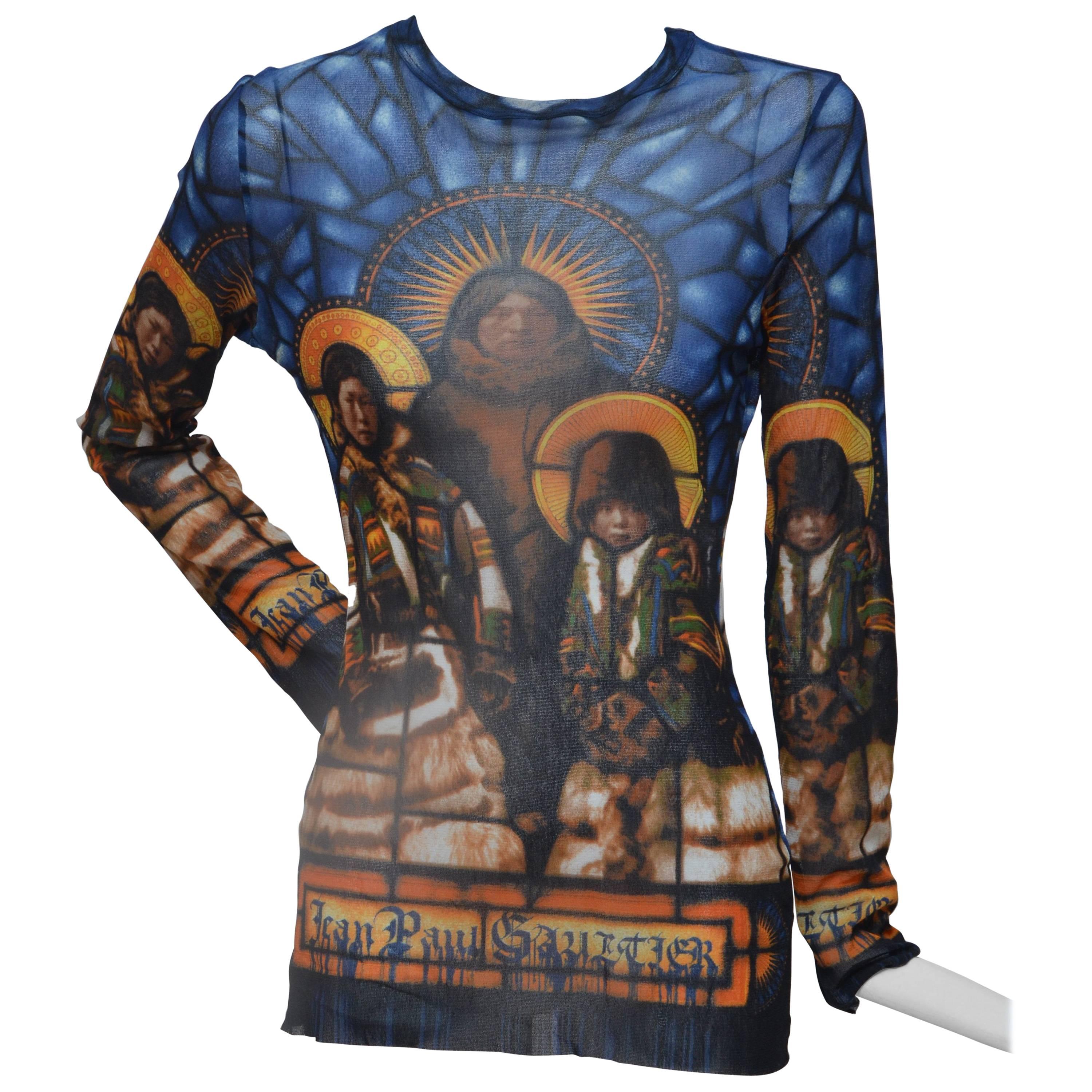 Jean Paul Religious Saints Motif Gaultier Mesh Top 