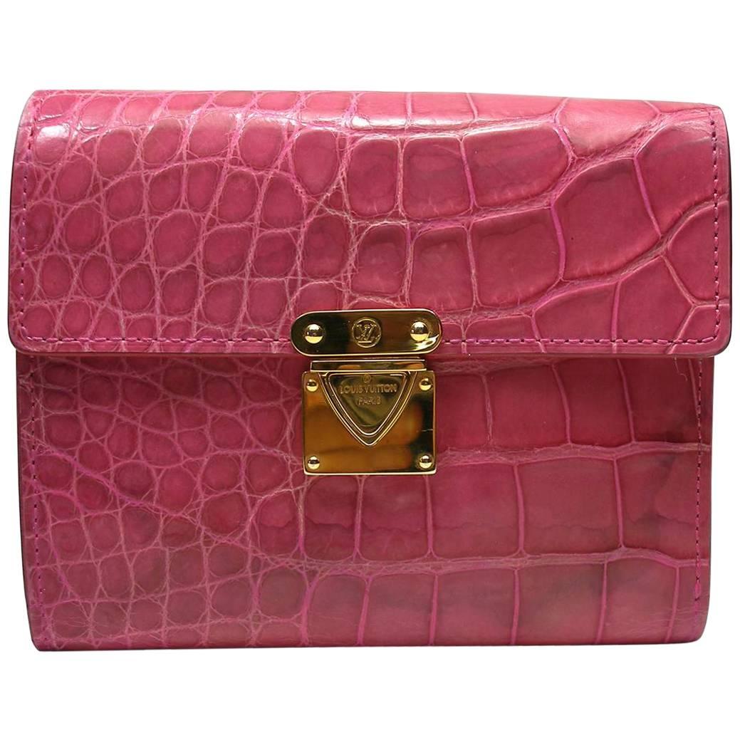  Louis Vuitton Alligator Koala Wallet Pink RTP $3790 / Good Deal  For Sale