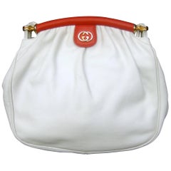Vintage Gucci Italy Crisp White Leather Versatile Shoulder Bag c 1980s