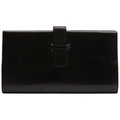 HERMES Vintage Wallet-Briefcase in Black Smooth Box Leather