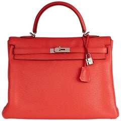 2010 Hermes Bougainvillier Togo Leather Kelly 35cm Retourne