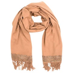 William Sharp Luxury Beige Crystal Embellished Cashmere Wrap 