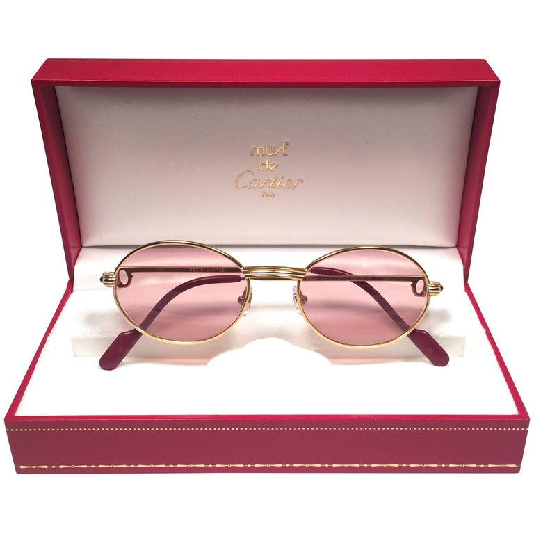 Cartier Oval St Honore Limited Series Ruby 49mm 18k Plated Sunglasses ...