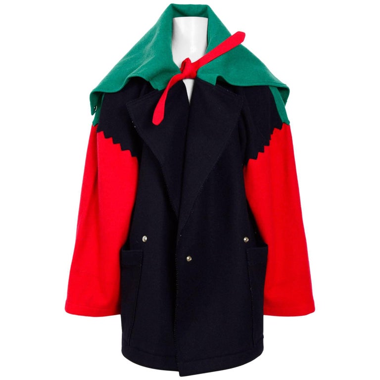 Jean Charles de Castelbajac wool color-blocked coat, 1980's For Sale at ...