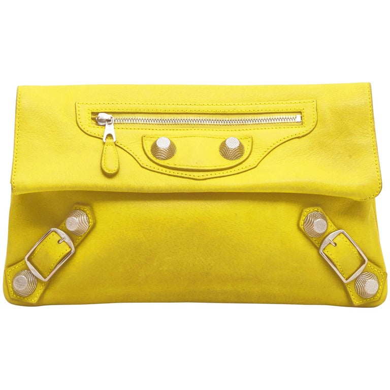 BALENCIAGA 'Giant Envelope' Clutch in Yellow Leather For Sale at 1stDibs