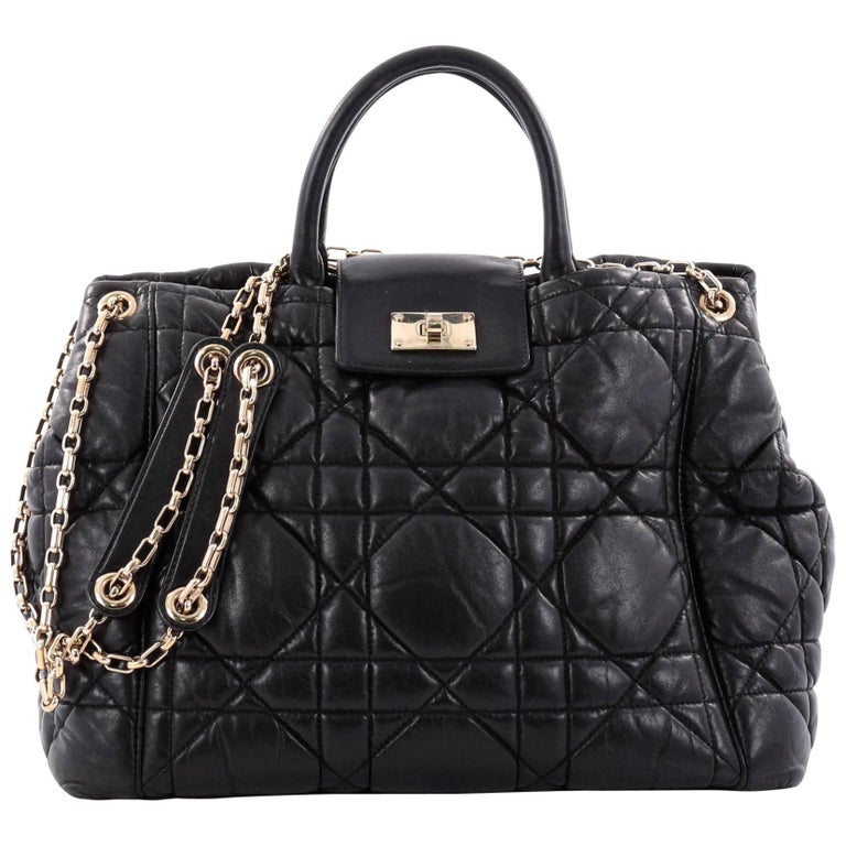 Dior Cannage Large Leather Chain Tote Bag