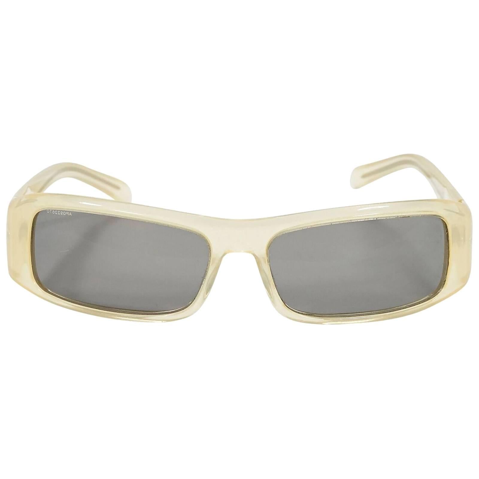 Clear Prada Rectangular Sunglasses