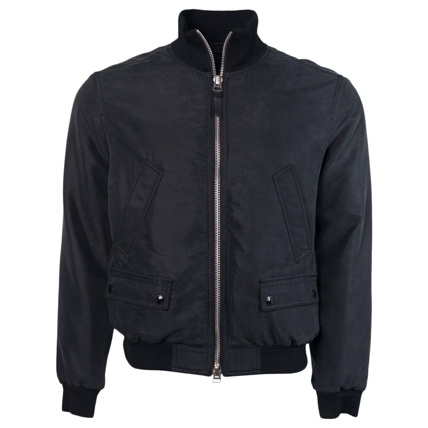 Tom Ford Mens Black Satin Twill Light Fill Blouson Sport Jacket For Sale