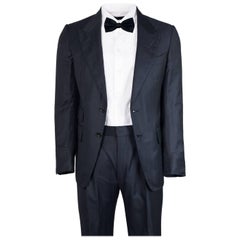 Tom Ford Navy Wool Blend Pinstripe Buckley Base Two Piece Suit