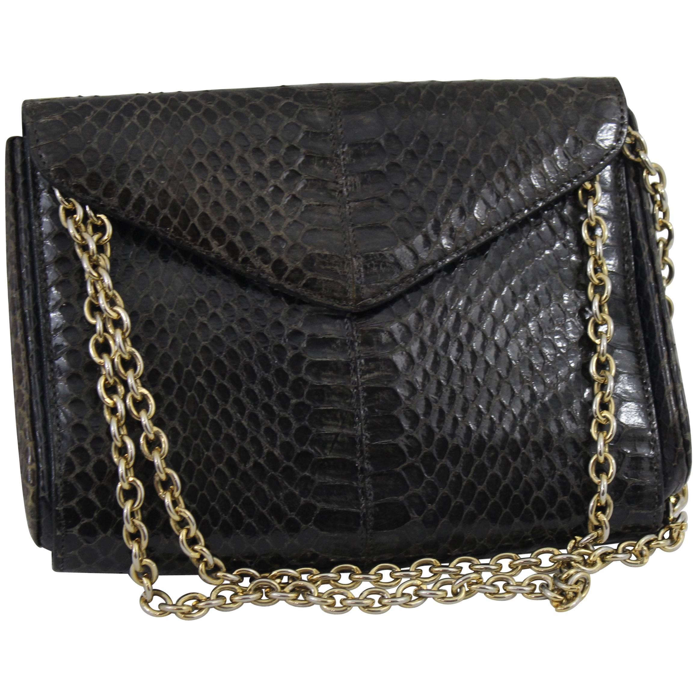 Christian Dior Vintage Snake Clutch / shoulder bag with golden hardware