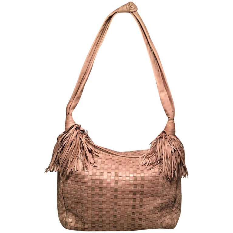 tan leather woven bag