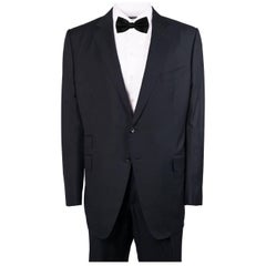 Tom Ford Black Wool Tonal Pick Stitched Two Piece Suit