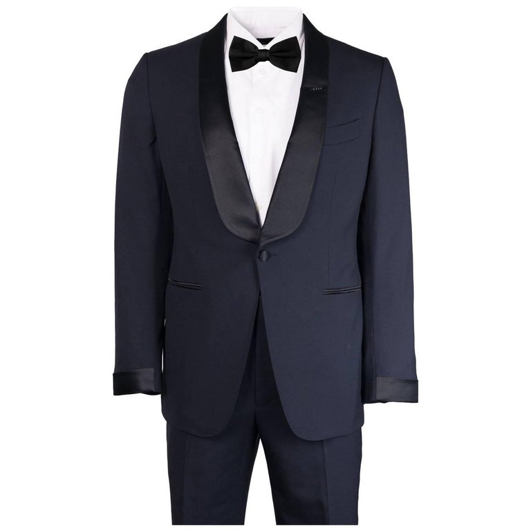 Tom Ford Navy Wool Satin Shawl Lapel O'Connor Two Piece Tuxedo at ...