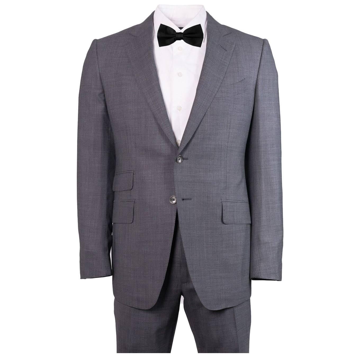 Tom Ford Blue Chambray Wool Blend Windsor Two Piece Suit For Sale