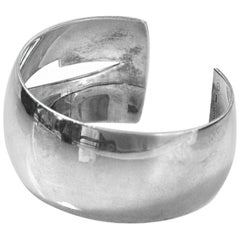 Gucci Wide Sterling Silver Cut Out Cuff Bracelet