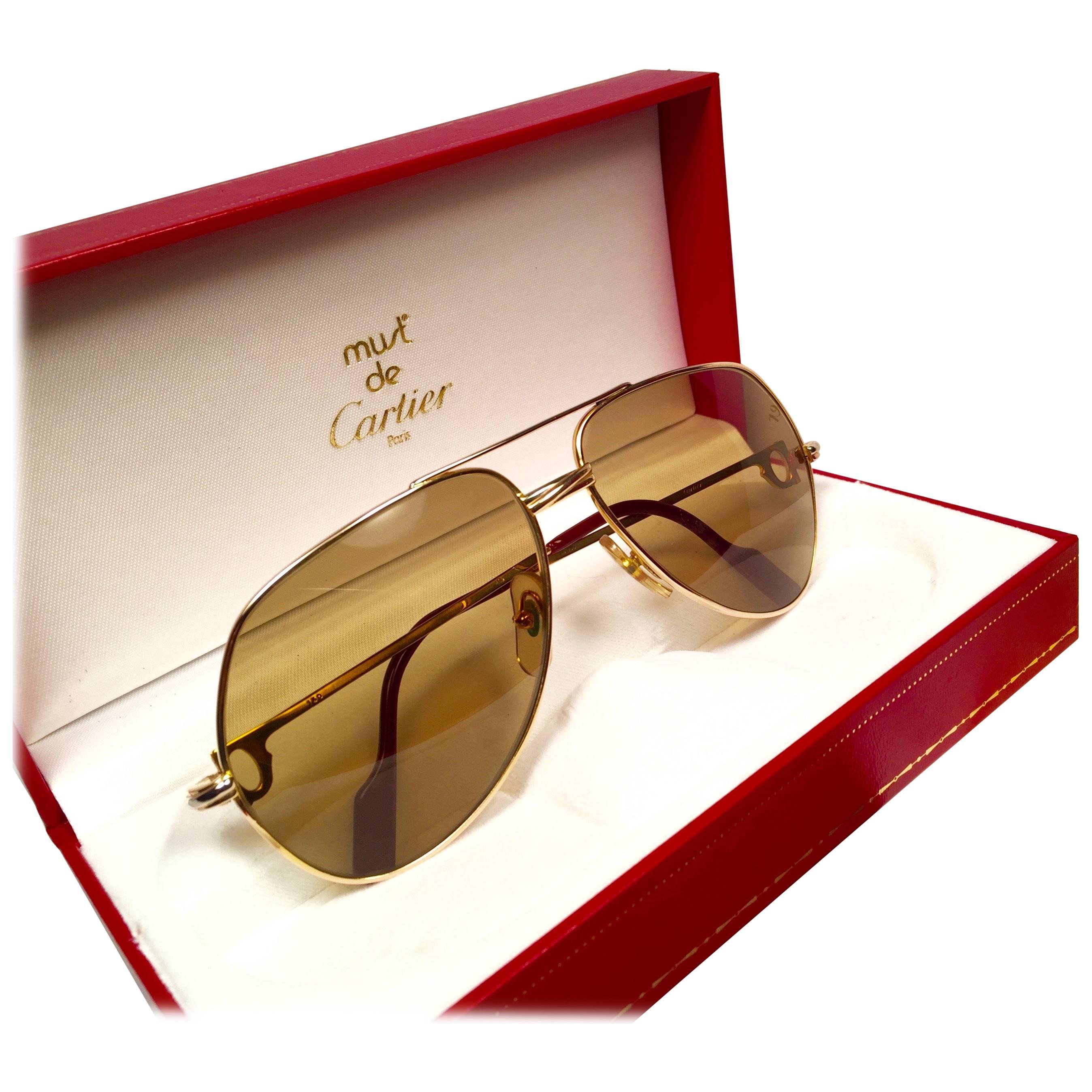 New Cartier Ultra Rare Vendome 18K 750 Gold Filled Sunglasses Made in France