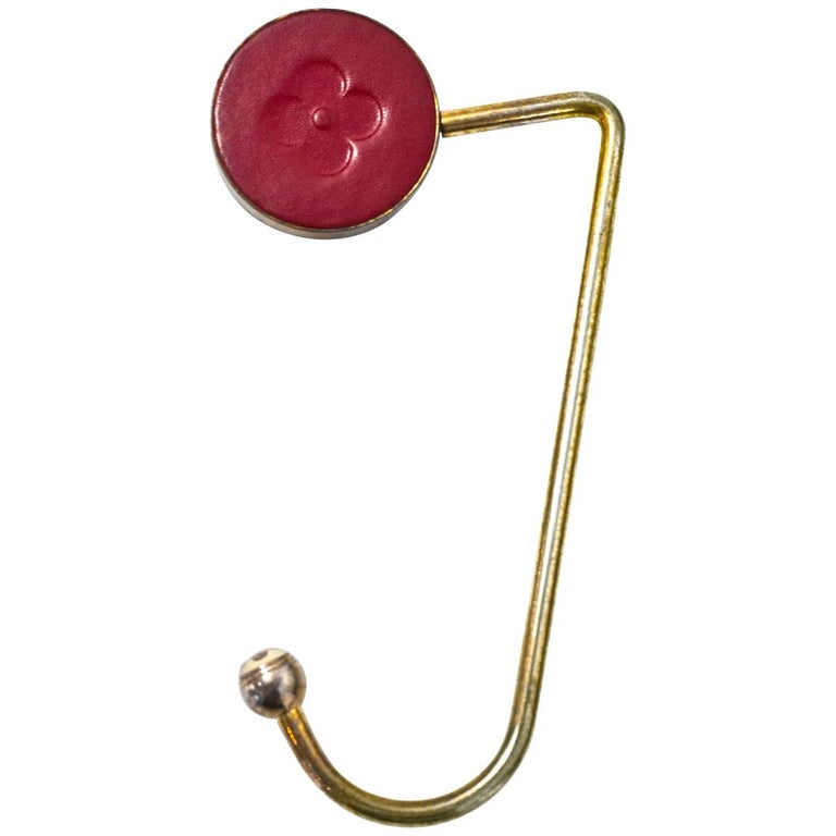 Louis Vuitton Red Leather and Goldtone Purse Hook