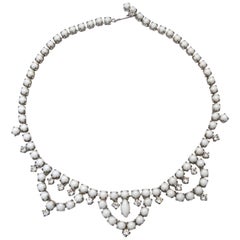 1960s White Rhinestone Choker Necklace 