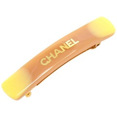 Chanel Gold Tone Beige Barrette Hair Clip 