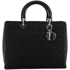 Christian Dior Lady Dior Handbag Cannage Quilt Nylon Large