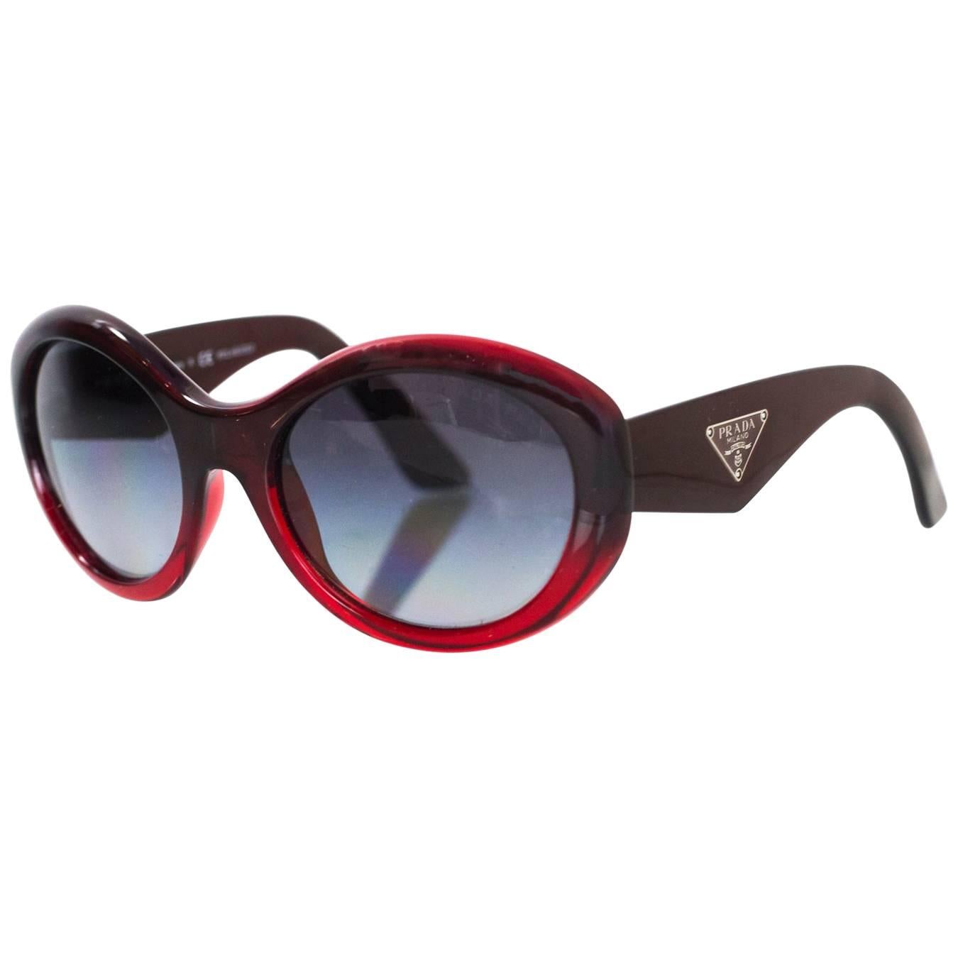 Prada Red Ombre Resin Sunglasses with Case