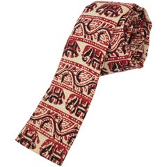 Exotic 1960's Skinny Square Men's Necktie With Elephant Motif