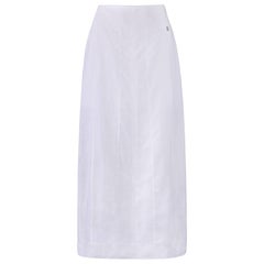 Vintage CHANEL S/S 1999 White Linen Floor Length Classic Maxi Skirt NWT