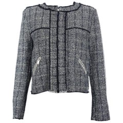 Isabel Marant Etoile Womens Grey Frayed Wool Blend Boucle Jacket