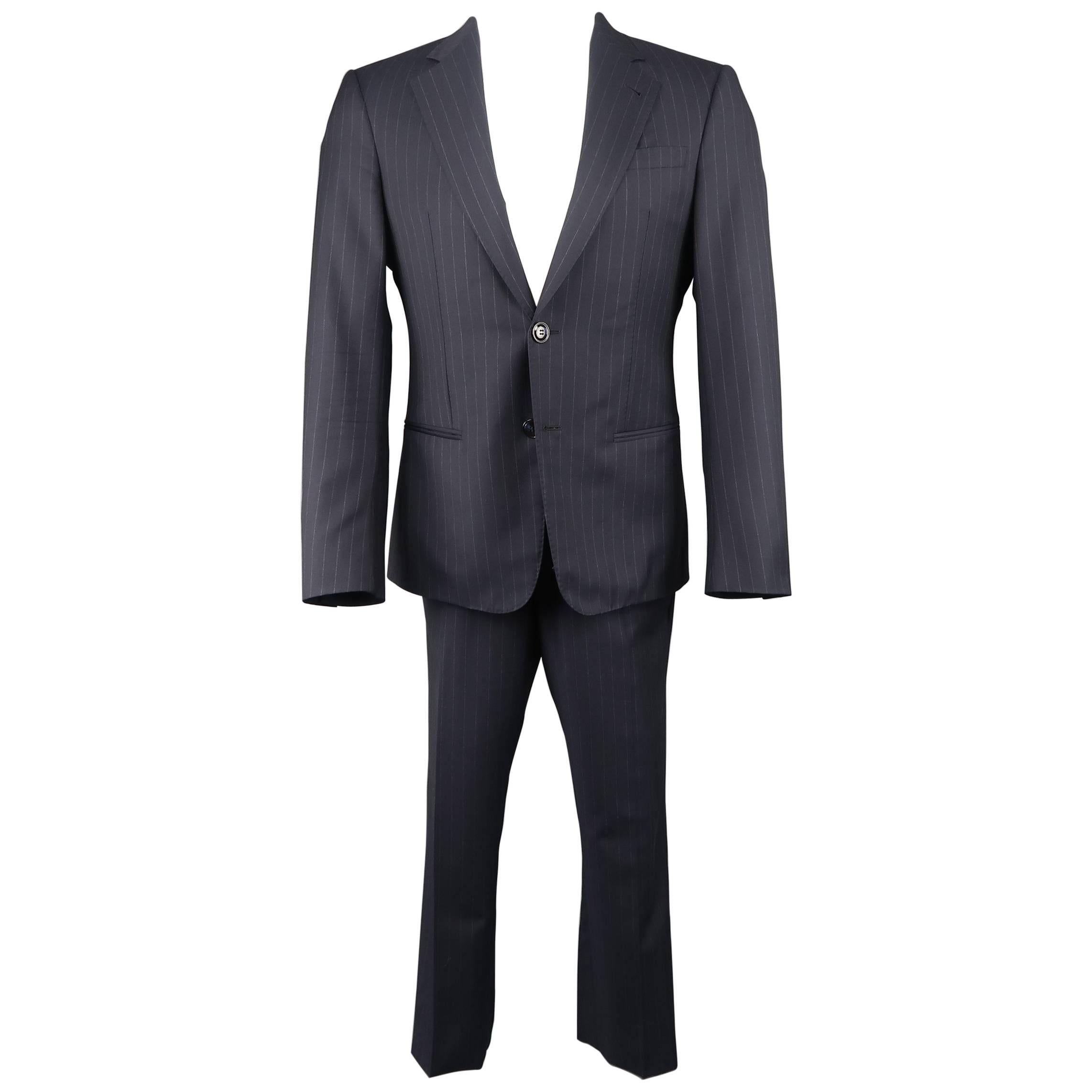 Giorgio Armani Men's Navy Pinstripe Wool Notch Lapel Suit
