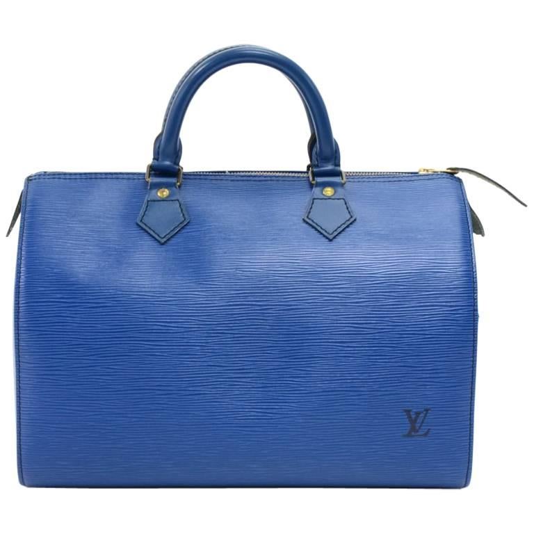 Louis Vuitton Vintage Speedy 30 Blue Epi Leather City Hand Bag 