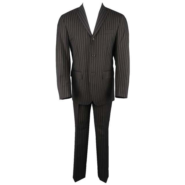 Ralph Lauren Men's Black Pinstripe Wool Notch Lapel Suit at 1stDibs ...