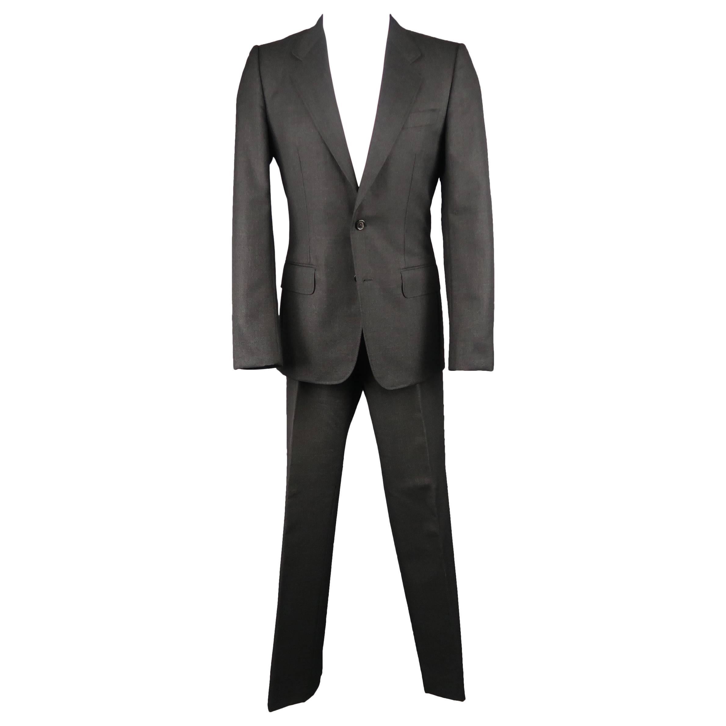 Yves Saint Laurent By Tom Ford Men's Charcoal Wool 2 Button Notch Lapel Suit