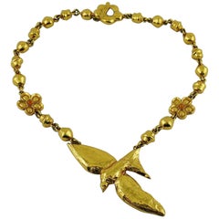 Kenzo Vintage Gold Toned Bird Necklace