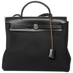 Hermes Herbag Backpack PM in black Toile Officier