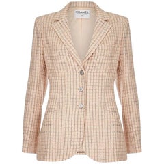 Chanel 1990s Pale Peach Wool & Silk Tweed Blazer