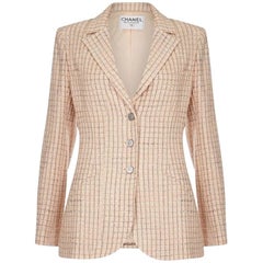 Chanel 1990s Pale Peach Wool & Silk Tweed Blazer