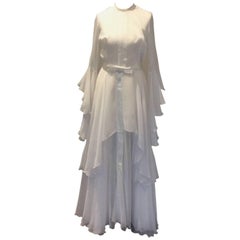 Vintage 1974 boho style white wedding gown