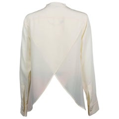 Stella McCartney Women's Cream Silk Button Down Tuxedo Blouse