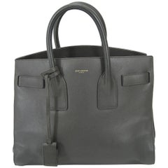 Saint Laurent Baby Sac De Jour Graue Lederhandtasche Geldbörse aus Leder