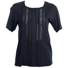 Saint Laurent Women's Black Broderie Anglaise T-shirt