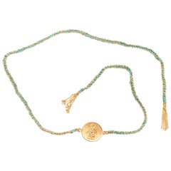 Carolina Bucci 18 Kt Gold, Diamond and Silk Thread Bracelet