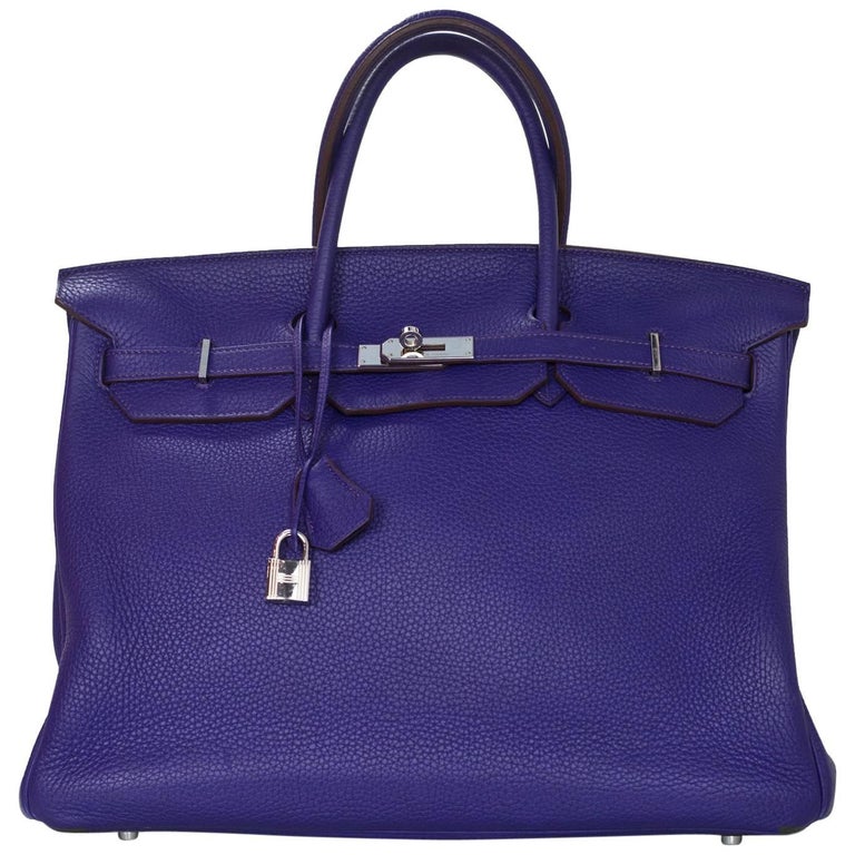 Hermes Iris Togo Leather 40cm Birkin Bag with Rain Coat For Sale at
