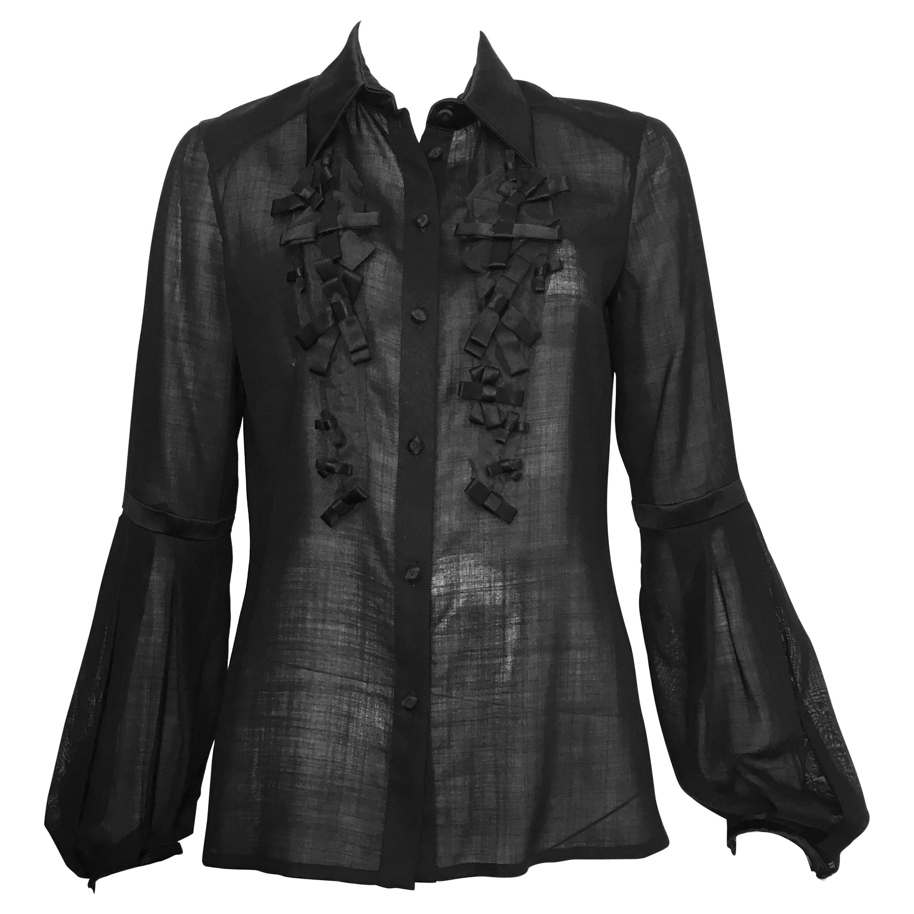Christian Lacroix 1990s Black Blouse with Bows Size 8. For Sale