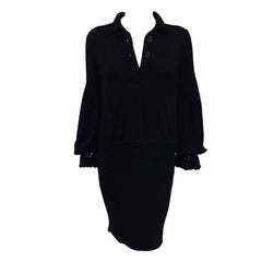 Coquettetish Chanel Black Cashmere Knit Long Sleeve Mini Dress