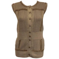 Chanel Gold Tone Knitted Cotton Blend Chain Vest or Top 