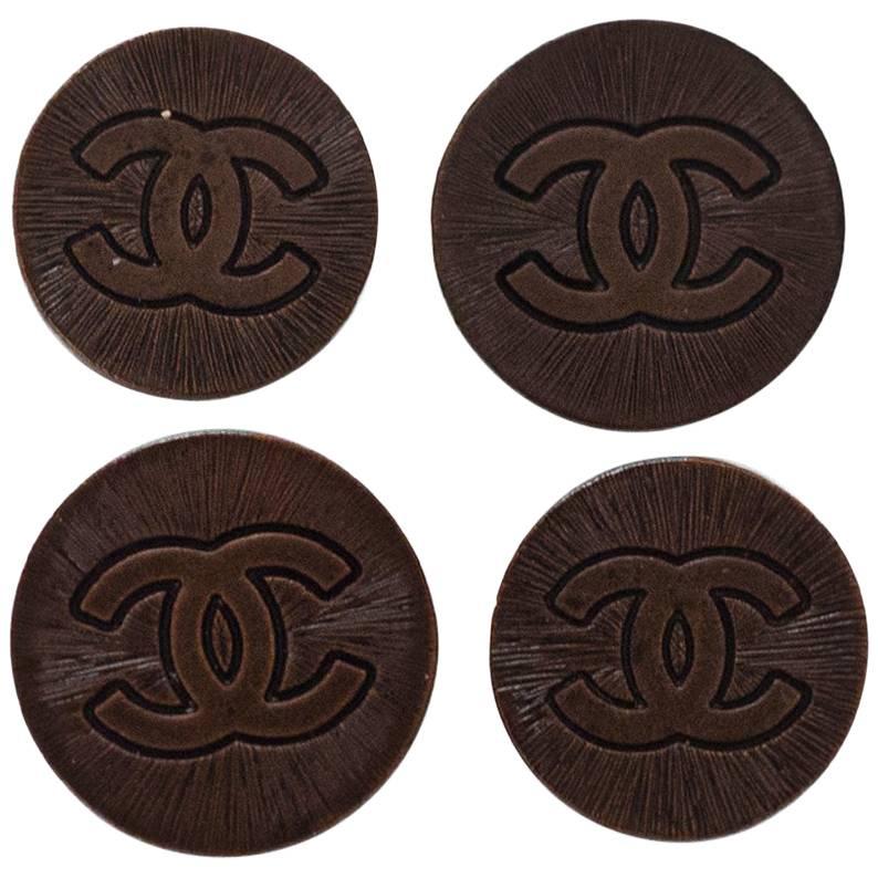 Chanel Set of Four 18/20mm Coppertone Textured CC Buttons