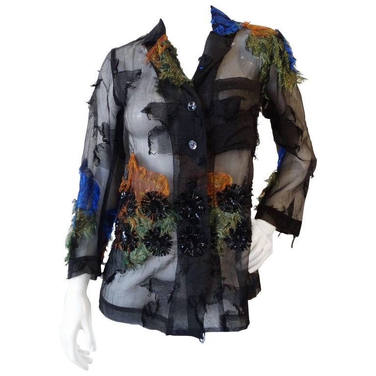 Chemise DRIES VAN NOTEN Noire à Paillettes - Manches Longues Coupe Cintrée - Taille S Pour Homme